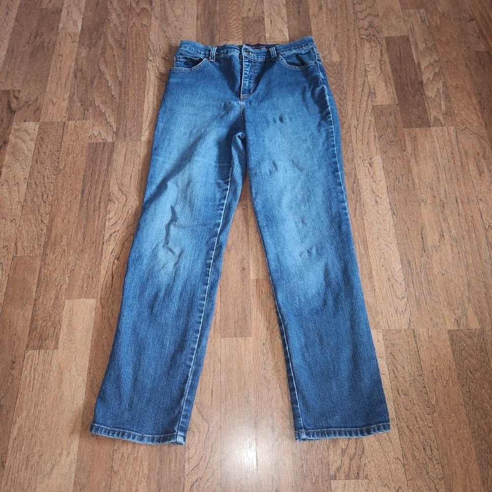 Gloria Vanderbilt Amanda High Rise Straight Leg Jeans Medium Wash Blue 10P 760